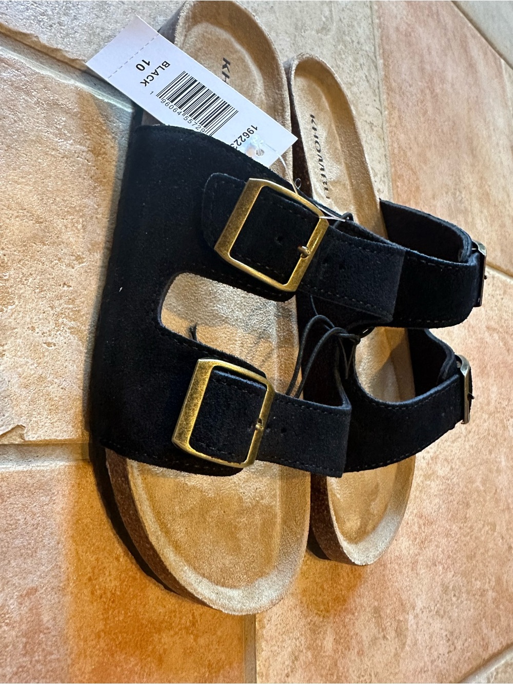 Khombu Ashville Women 10 Black Suede Double Black sandals - Picture 6 of 7